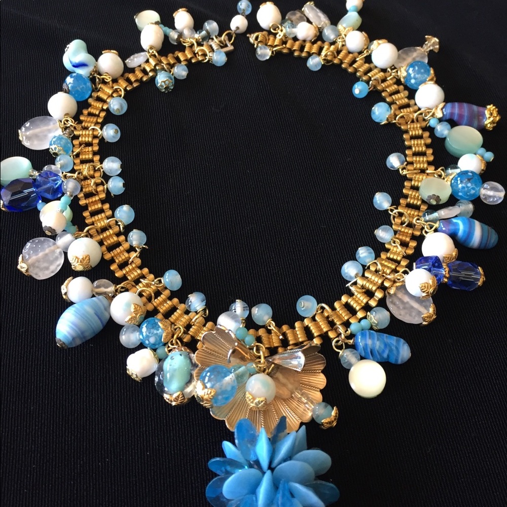 Vintage Japan Art Glass Bead Charm Necklace